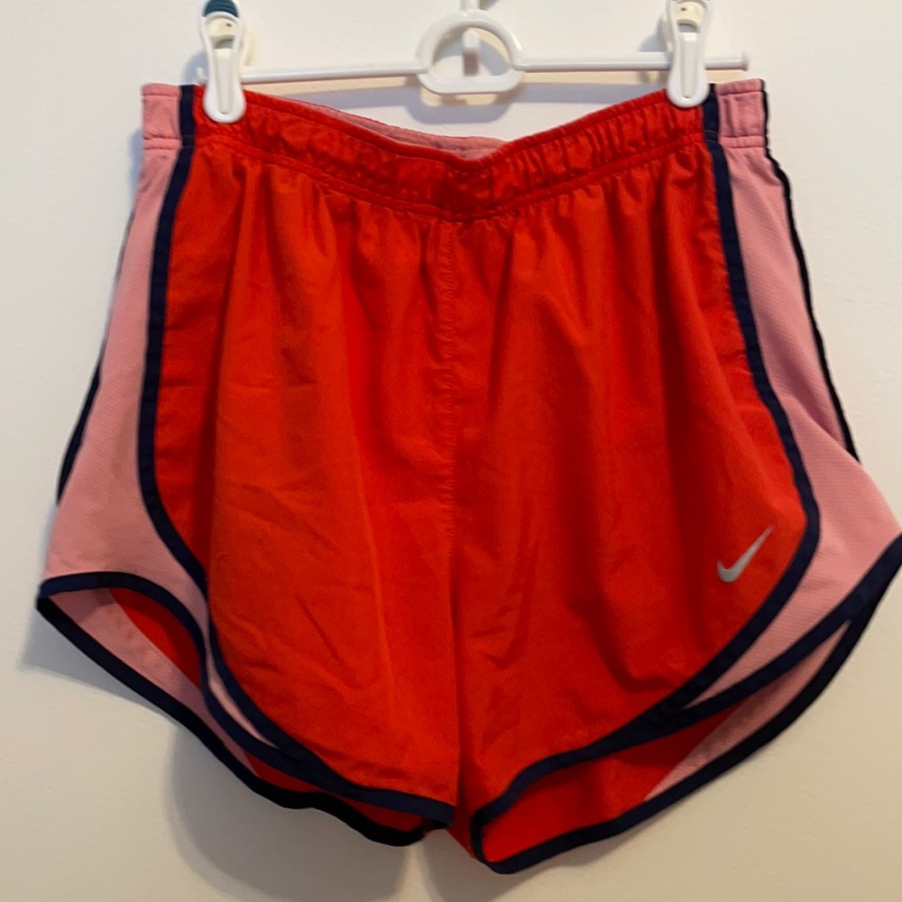 Red pink and navy Nike dri-fit tempo shorts